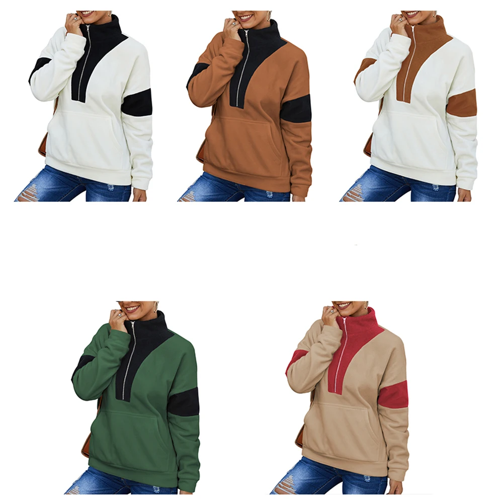 Женская новая осенне зимняя Толстовка с длинным рукавом в стиле пэчворк высоким