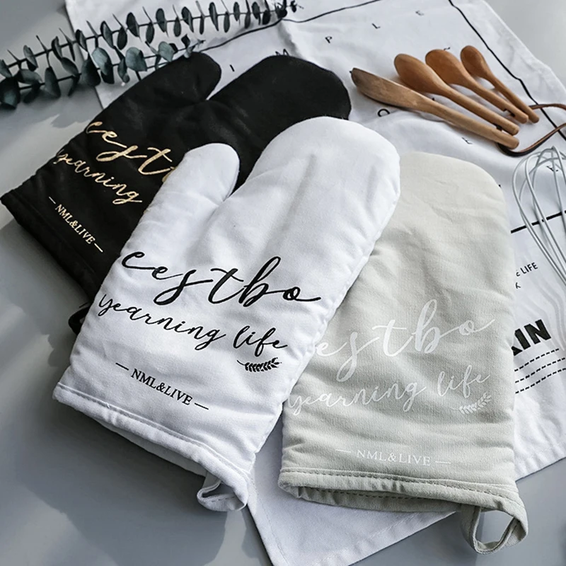 

1Pc Cotton Oven Glove Heatproof Mitten Kitchen Cooking Microwave Oven Mitt Insulated Non-slip Glove Thickening