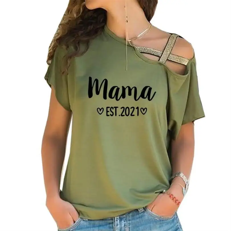 

New Fashion T-Shirt For Women Wife Mom Boss Letters Print Cross Bandage Tops T-Shirt Female Harajuku Women Punk Streetwear Cute