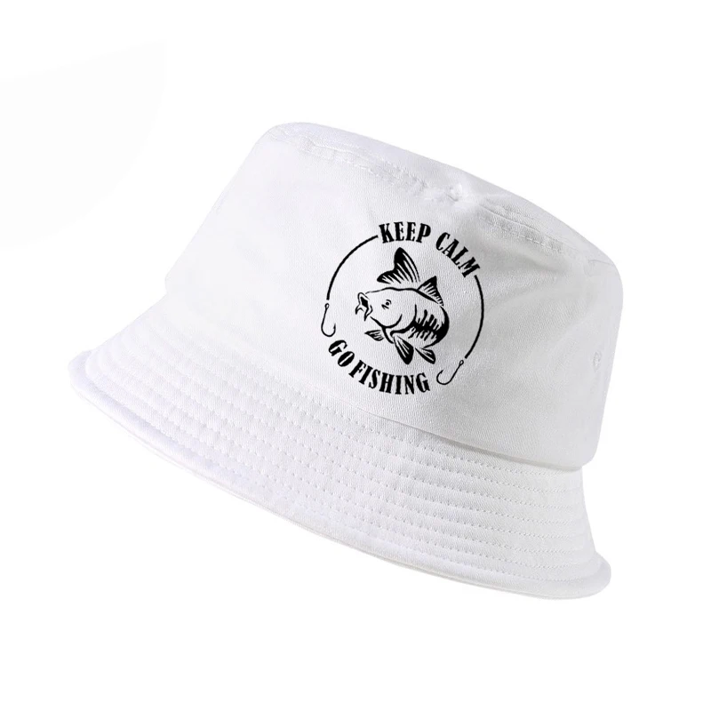 

Keep Calm Go Fishinger bucket hat Humor Carp Printing Men Brand fisherman hat High Quality Cotton outdoor fishing hat