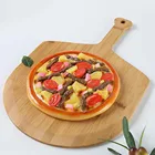 Доска для пиццы в Европейском стиле, из бамбука, 12 дюймов, с ручкой, креативная простая разделочная доска, тарелка для фруктов, хлеба, еды