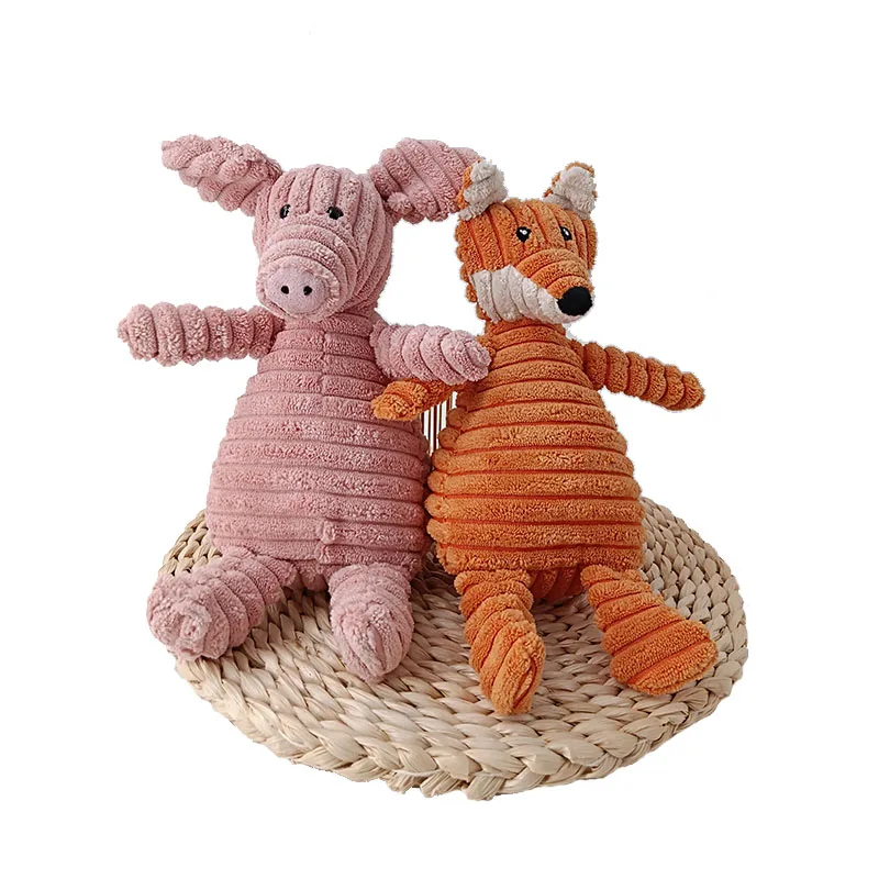 

Corduroy Dog Toys for Small Large Dogs Animal Shape Plush Pet Puppy Squeaky Chew Bite Resistant Toy Pets Accessories Supplies