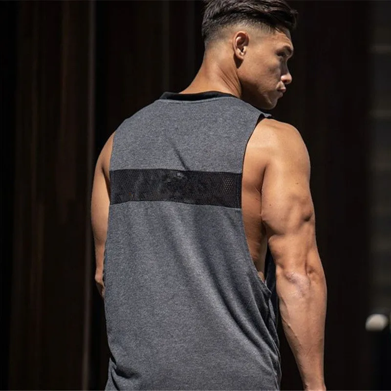 Мужская майка для фитнеса Летний жилет бодибилдинга бега без рукавов