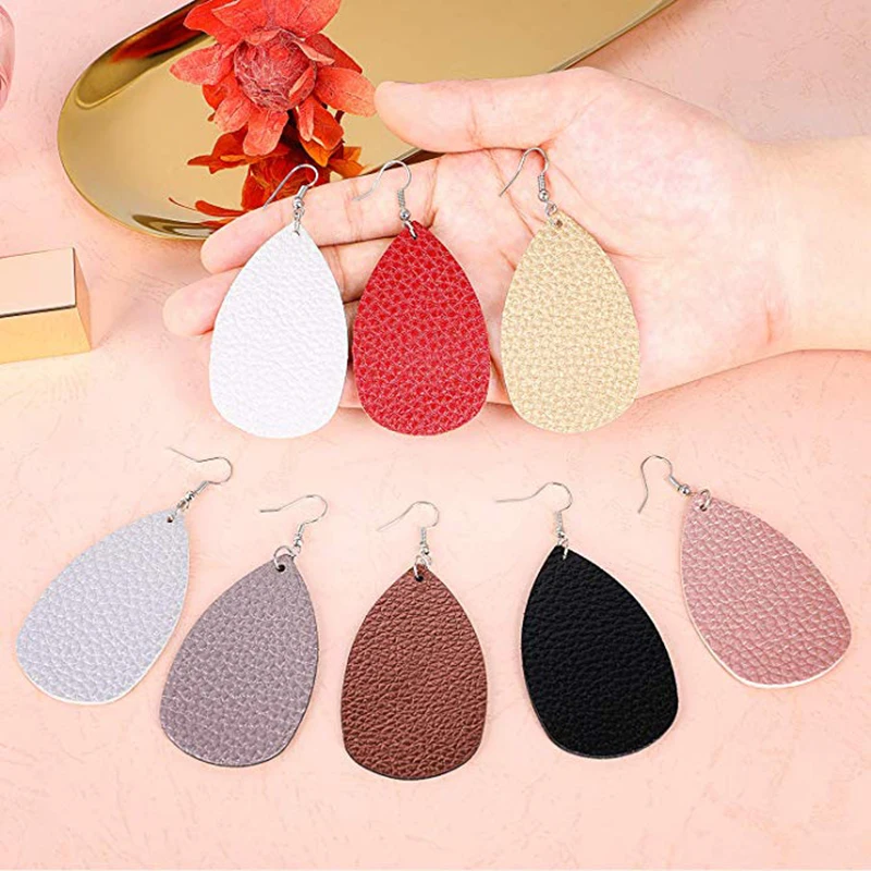 Яркая луна кожа подвеска серьги Легкий искусственная в форме листа слезы ручной