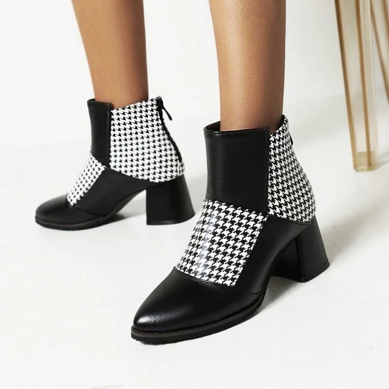 FXYCMMCQ Women's Short Boot Autumn Fashion Beautiful Boots Thick Heel Square Head 6217