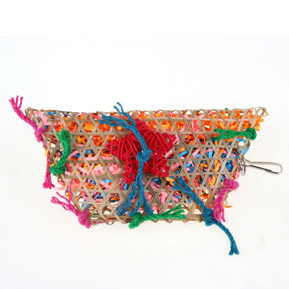 

Colorful Bamboo Weave Wooden Swing Parrot Toys Climbing And Biting Bird Cage Accessories For Bird Toys