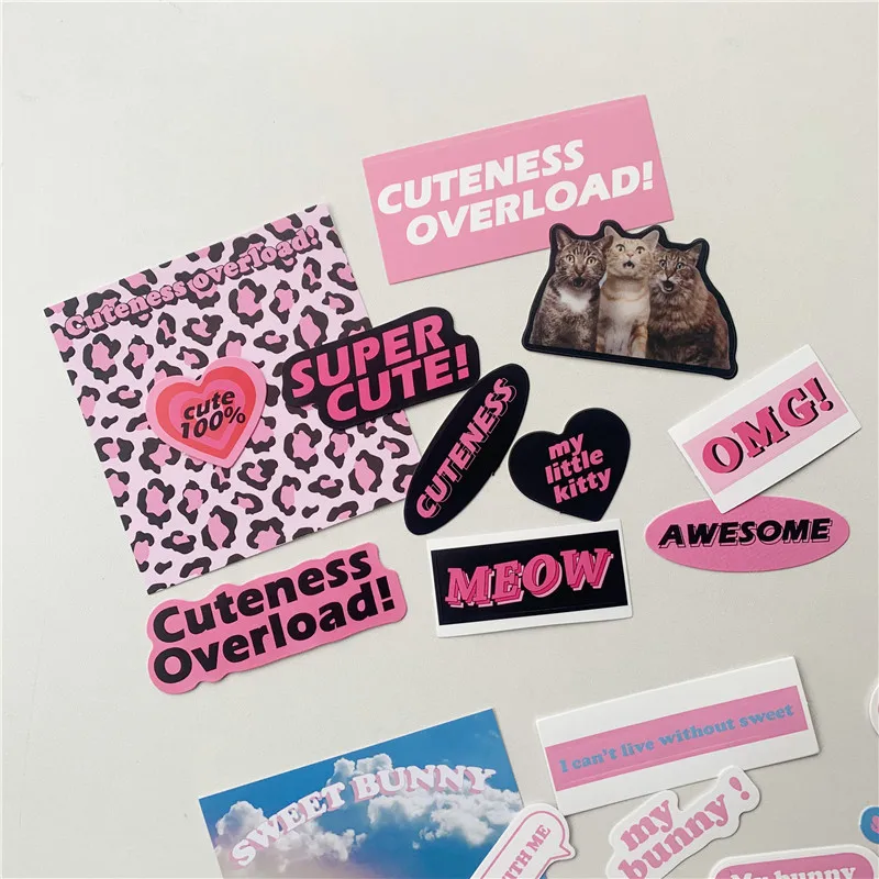 10pcs Korean Ins Cute Cat Rabbit Stickers DIY Scrapbooking Happy Planning Diary Idol Card Decorative Stationery Kawaii Sticker - купить по