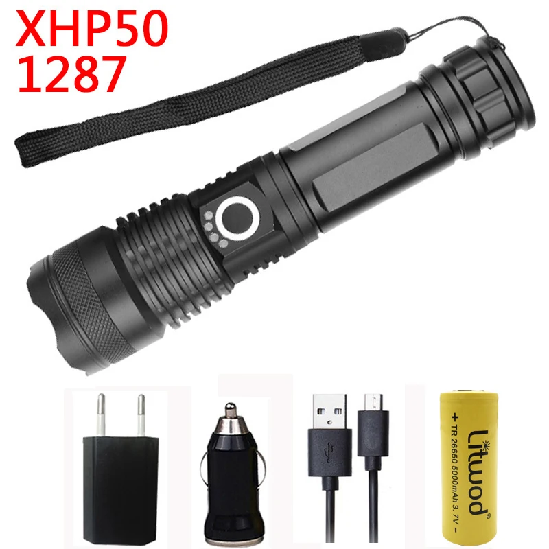 Option C Litwod Z25 1282 CREE XHP70.2 и XHP50 перезаряжаемый Мощный тактический светодиодный фонарик, светильник, мощность лампы, аккумулятор 18650 26650 - Испускаемый цвет: Option C