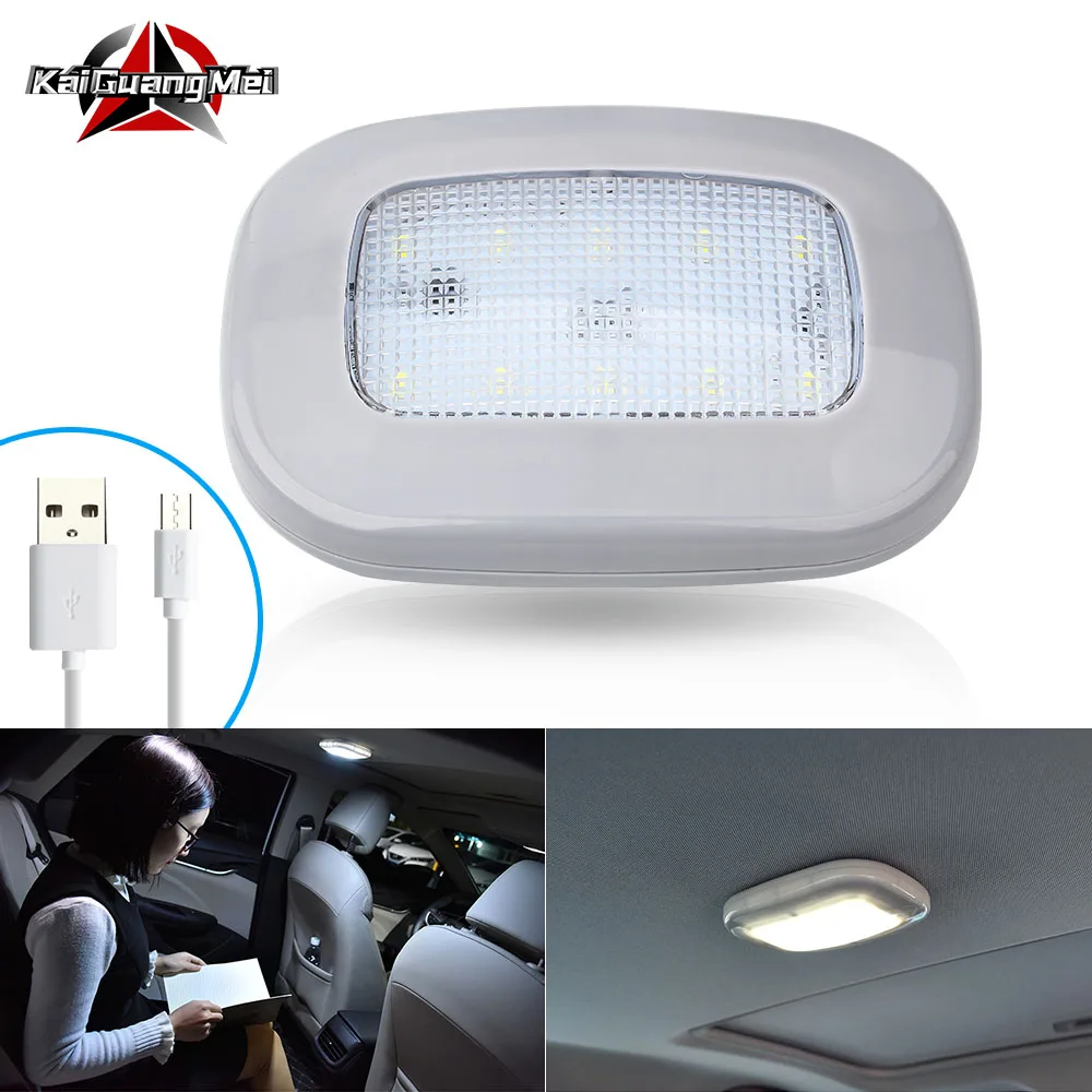 

10 LED Car Roof Ceiling Magnet Lamp Button Type Night Light Bright Reading lamp Universal Interior Dome Light USB Charging