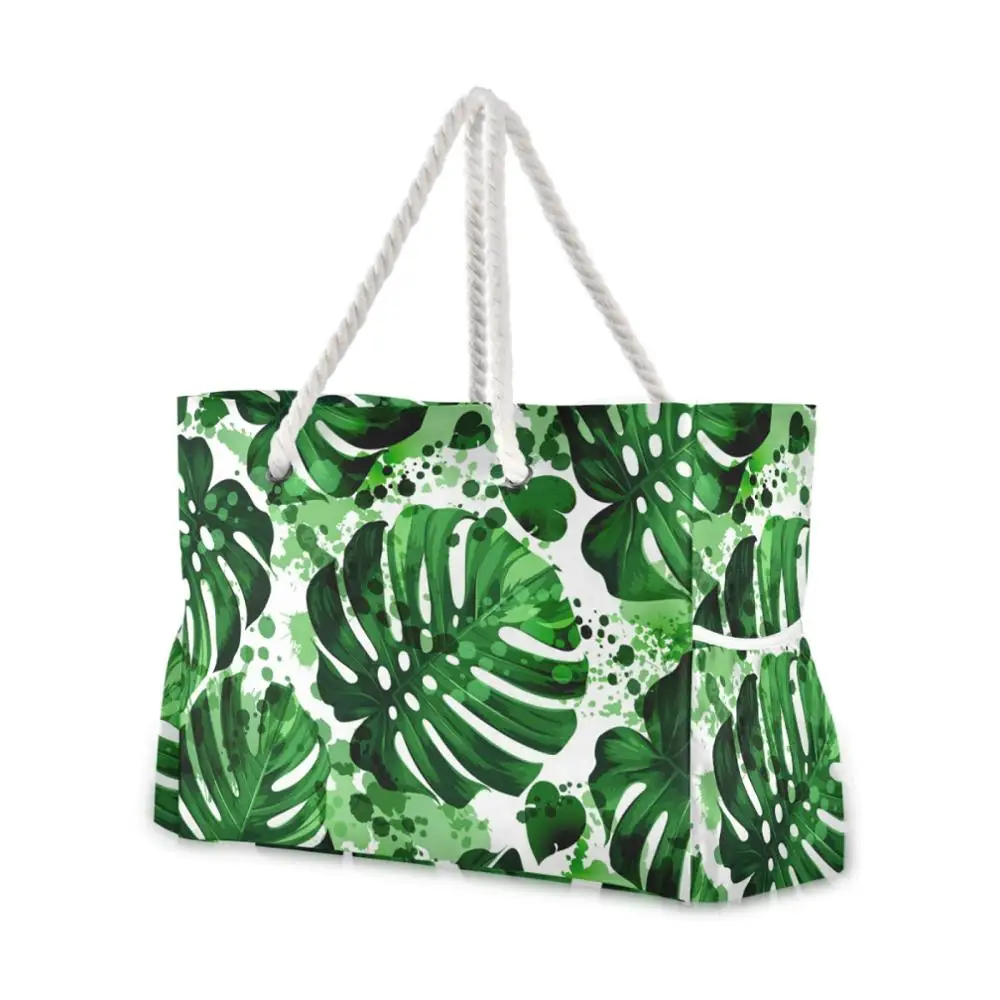 

Новая пляжная сумка-тоут, модная женская летняя вместительная сумка через плечо с тропической ладонью листья монстеры