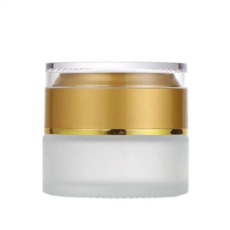 30G Refillable Glass Cosmetic Cream Jar With Silver Gold Cap Lid Lid Frosted Glass Lotion Concealer Eye Cream Jar LX2876