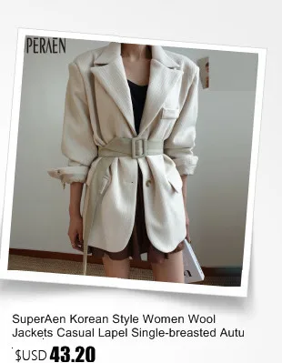 SuperAen, корейский стиль, шерстяная куртка для женщин, модная, дикая, повседневная, для девушек, куртки с v-образным вырезом, двубортная, одноцветная, зимняя Новинка