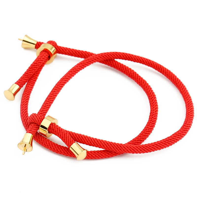 New Electroplated Gold Adjustable Size Red Rope, DIY Beaded Bracelet Jewelry Making Accessories Rope.