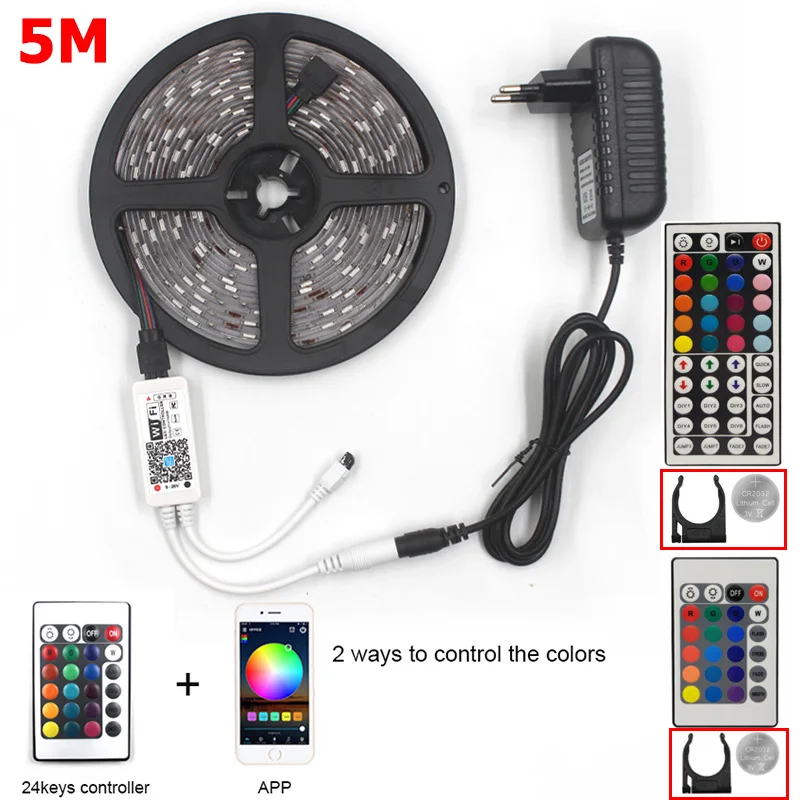 LEADLY 5/10/15M Wifi LED Strip Light RGB 5050 2835 Flexible Ribbon Led Tape Diode DC 12V String Strips | Лампы и освещение
