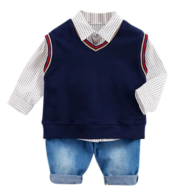 

Boys Clothing Sets Cotton Long Sleeve Bowti Vest Pants Casual Suit