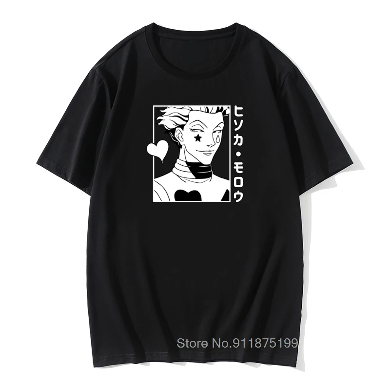 

Новинка, футболка Hunter X Hunter, мужские футболки из 100% хлопка, уникальная футболка с японским Аниме Манга, футболка Hisoka Morow, Забавные топы