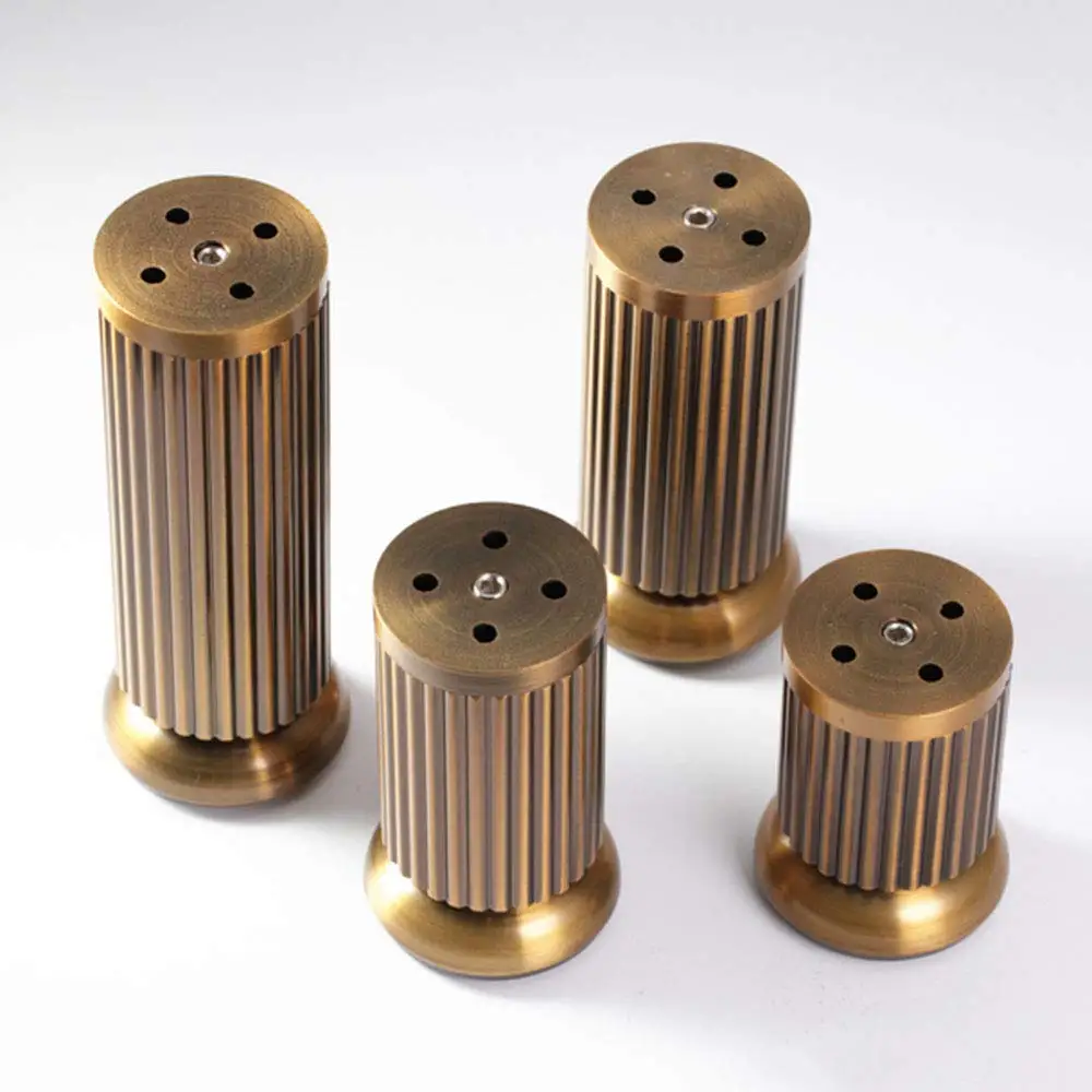 

Furniture Legs Adjustable Metal Support Feet Striped Antique Copper Table and Chair Sofa Cabinet Feet Height 8~15cm 4 Pieces