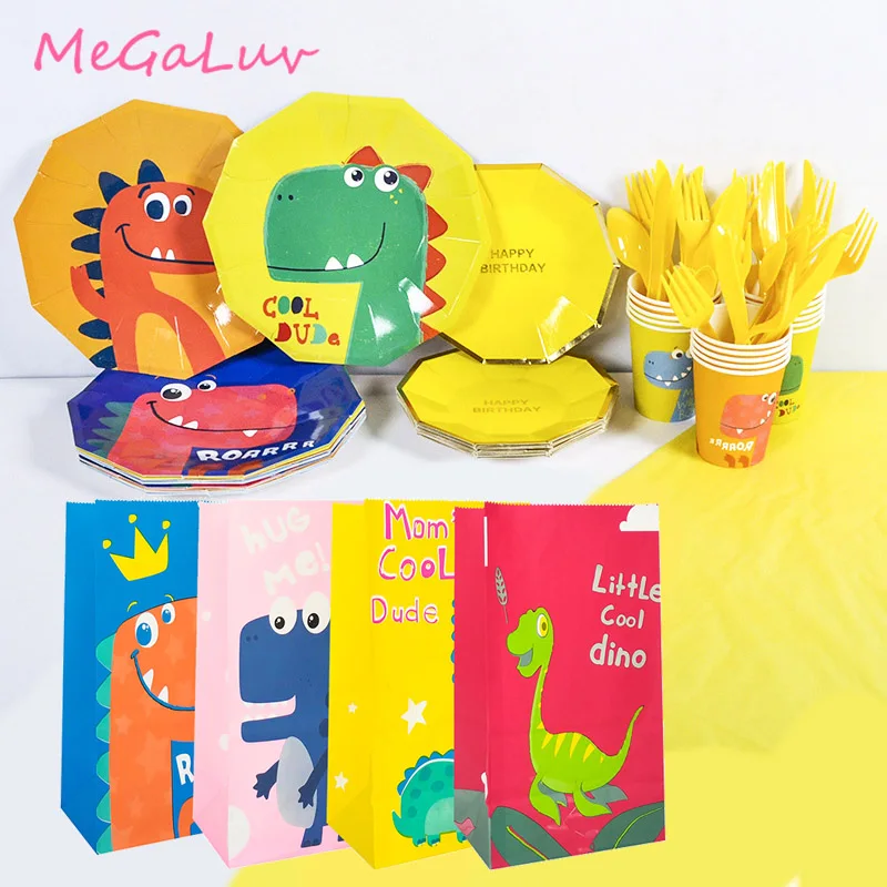 Birthday Dinosaur Party Gift Bags Candy Box Dino Disposable Tableware Set 4th 5th Decorations Kids Supplies | Дом и сад