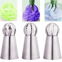 kitchen tools three piece set cupcake stainless steel sphere ball shape icing piping nozzles pastry cream tips easy to clean
