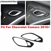 carbon fiber look interior inner door handle bowl cover trim catch frame abs accessories decor for chevrolet camaro 2016 2020