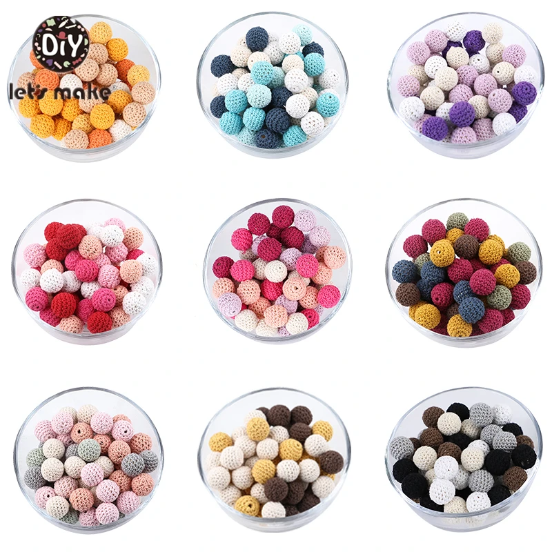 Let's Make-Cuentas de ganchillo de madera de 16mm, cuentas masticables para manualidades, cuentas de punto de dentici&oacute;n de madera, joyer&iacute;a, juguete sensorial para cuna, mordedor para beb&eacute;, 10 Uds.-0