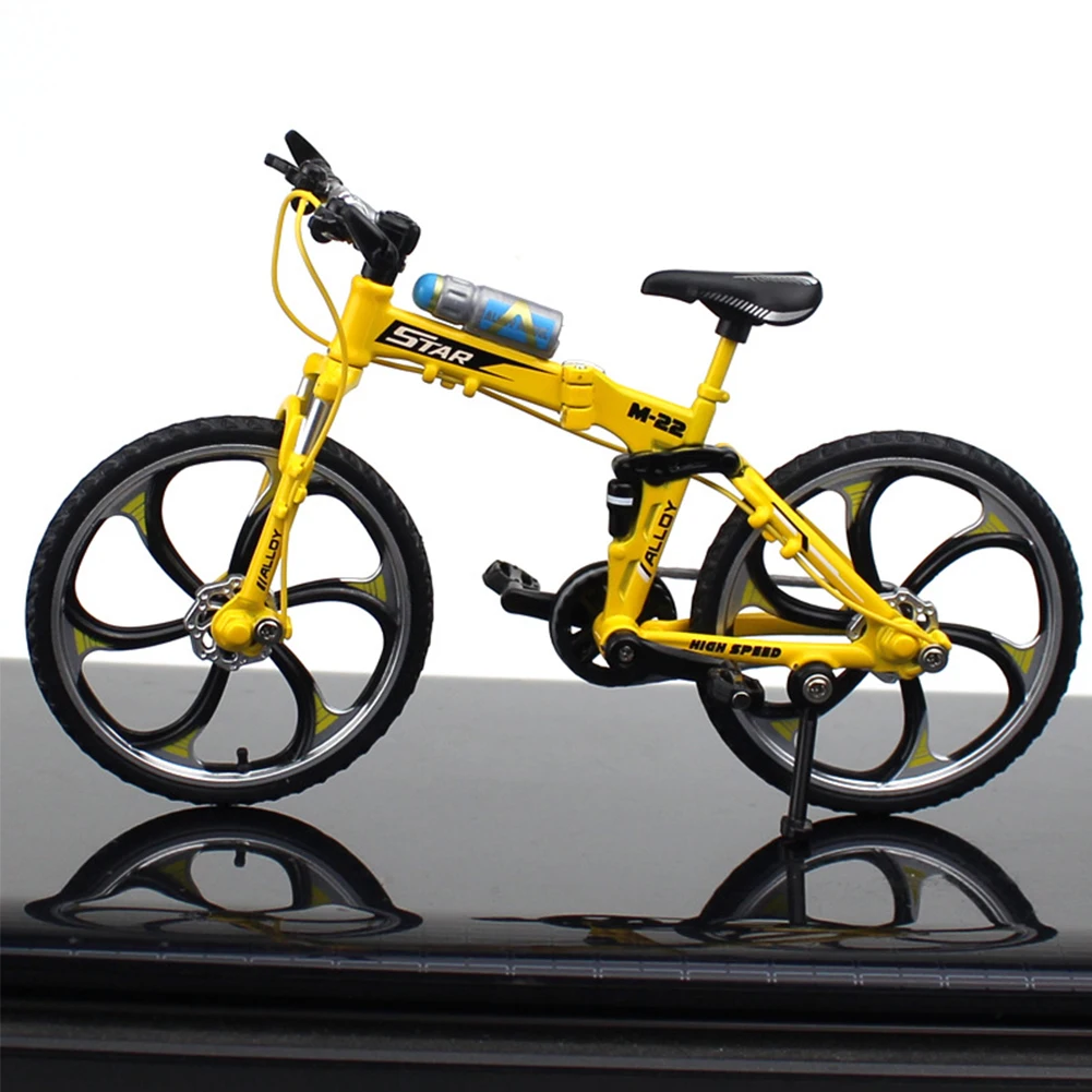 

Classic Decor Foldable Simulation Ornament Bicycle Model Rotatable Alloy Mini Mountain Bike Kids Toys Home Cool Gift