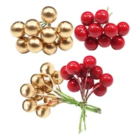 400pcs christmas holly berries mini xmas fake berry flower for christmas tree decorations wreath making supplies