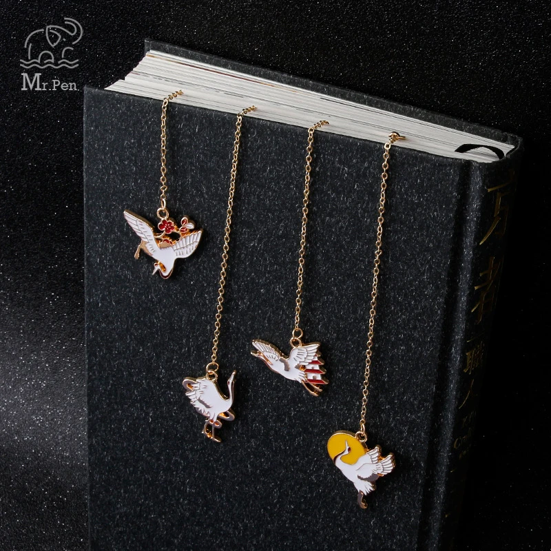 

Металлическая Закладка журавль в китайском стиле, кавайные канцелярские принадлежности, милые зажимы для книг, офисные аксессуары, школьны...