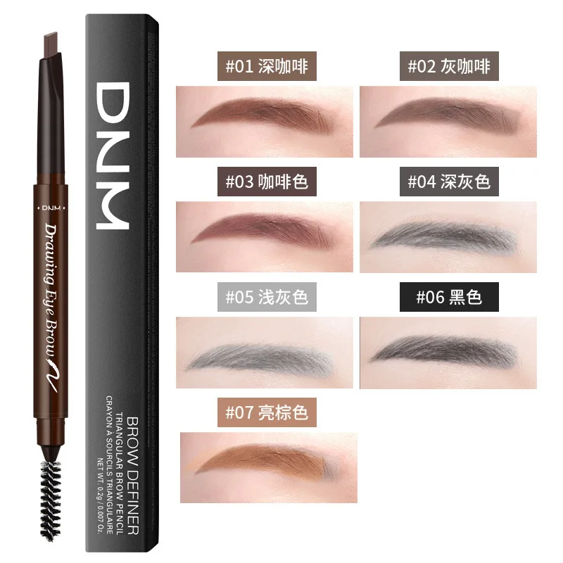 

7-color double-headed dual-use eyebrow pencil automatic rotation beginner refill waterproof sweat multi-color eyebrow brush