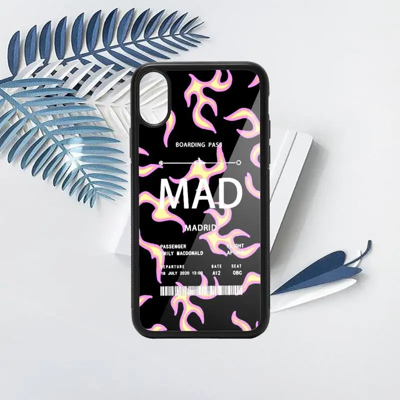 

flame Personalised Plane Ticket Phone Case TPU For iPhone X XR XS 11 12 mini Pro MAX 6 6S 7 8 Plus SE 2020