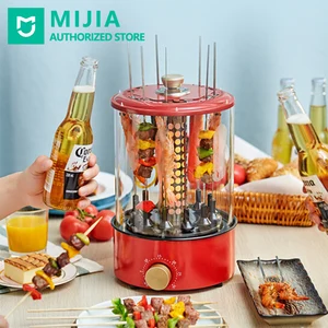 xiaomi electric bbq gril automatic rotating grill smokeless mini oven timer switch control for barbecue skewers kebab free global shipping
