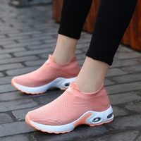 women running shoes breathable air cushion sneakers woman height increasing platform sock sports trainers
