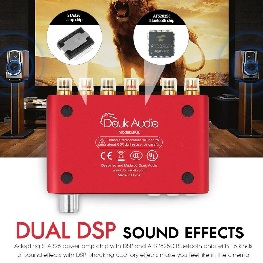 Douk audio Bluetooth DSP Digital Power Amplifier 2.1 Channel Subwoofer Bass Class D Mini Hi-Fi Amp Audio Receiver | Электроника