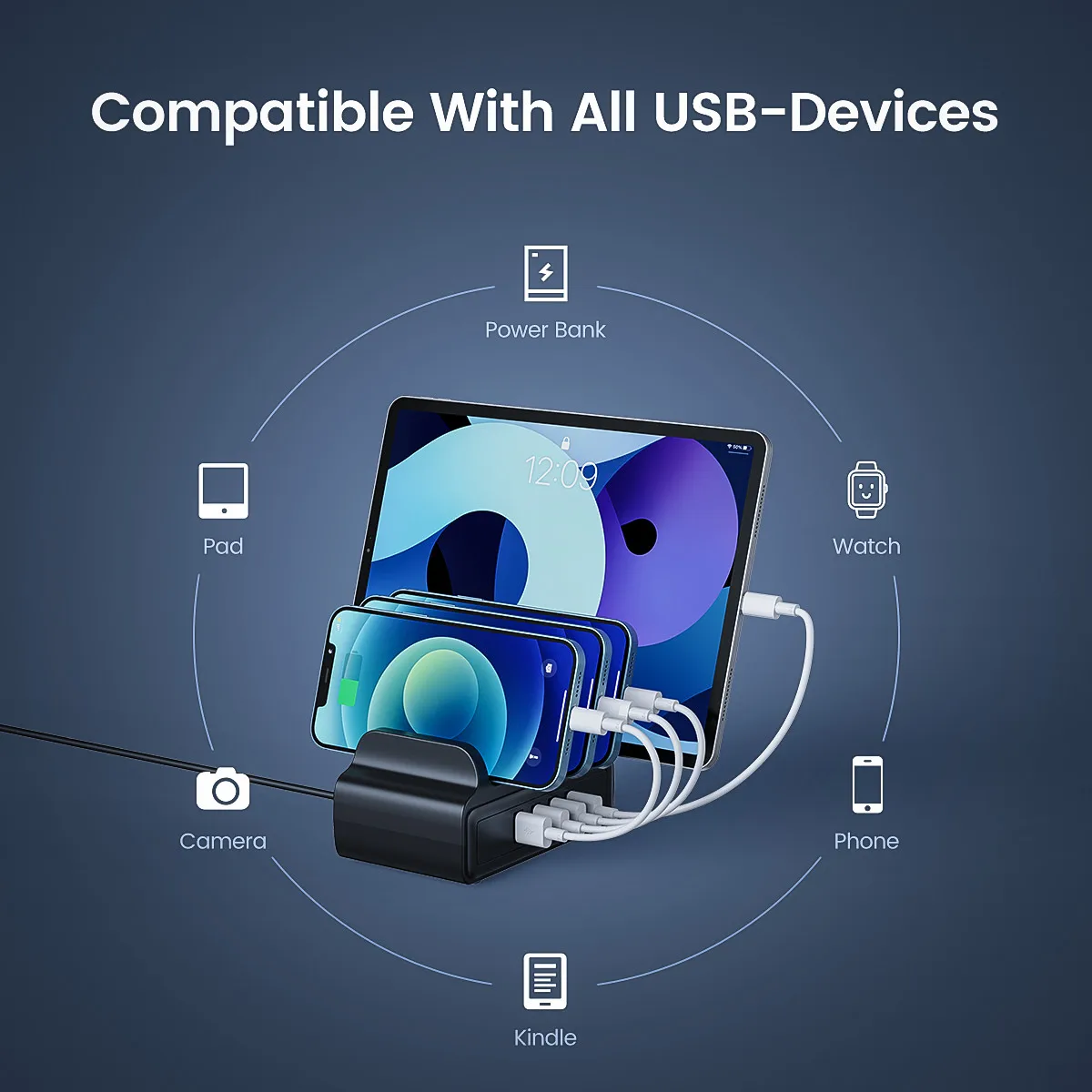 orico 4 ports usb charger charging station 30w max with phone stand for iphone samsung xiaomi vivo cell phone earbuds tablet free global shipping