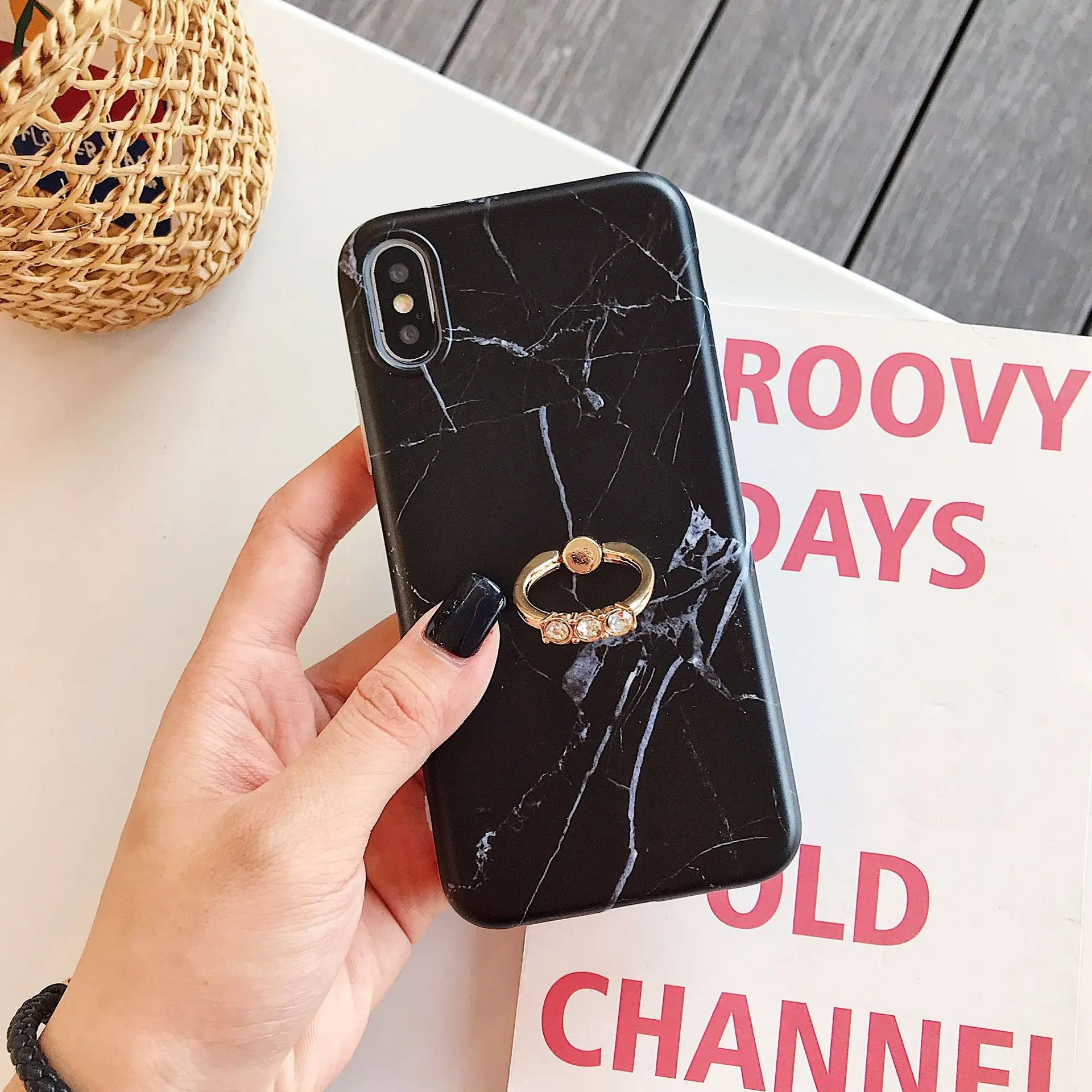 Перстень украшенный бриллиантами стенд мраморный чехол для телефона iPhone XR X XS Max 6
