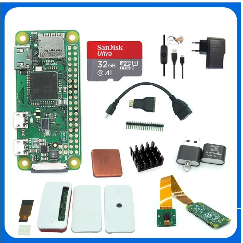 Raspberry Pi Zero W начальный комплект + акриловый чехол теплоотвод головка GPIO Mini HDMI