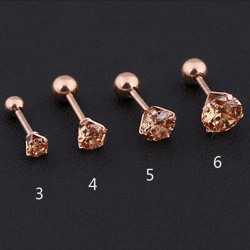 

New Arrival Labret Piercing Labret Ring Ear Stud Ear piercing for Women 1pcs Crystal Gem Barbell Earring 3MM-6MM