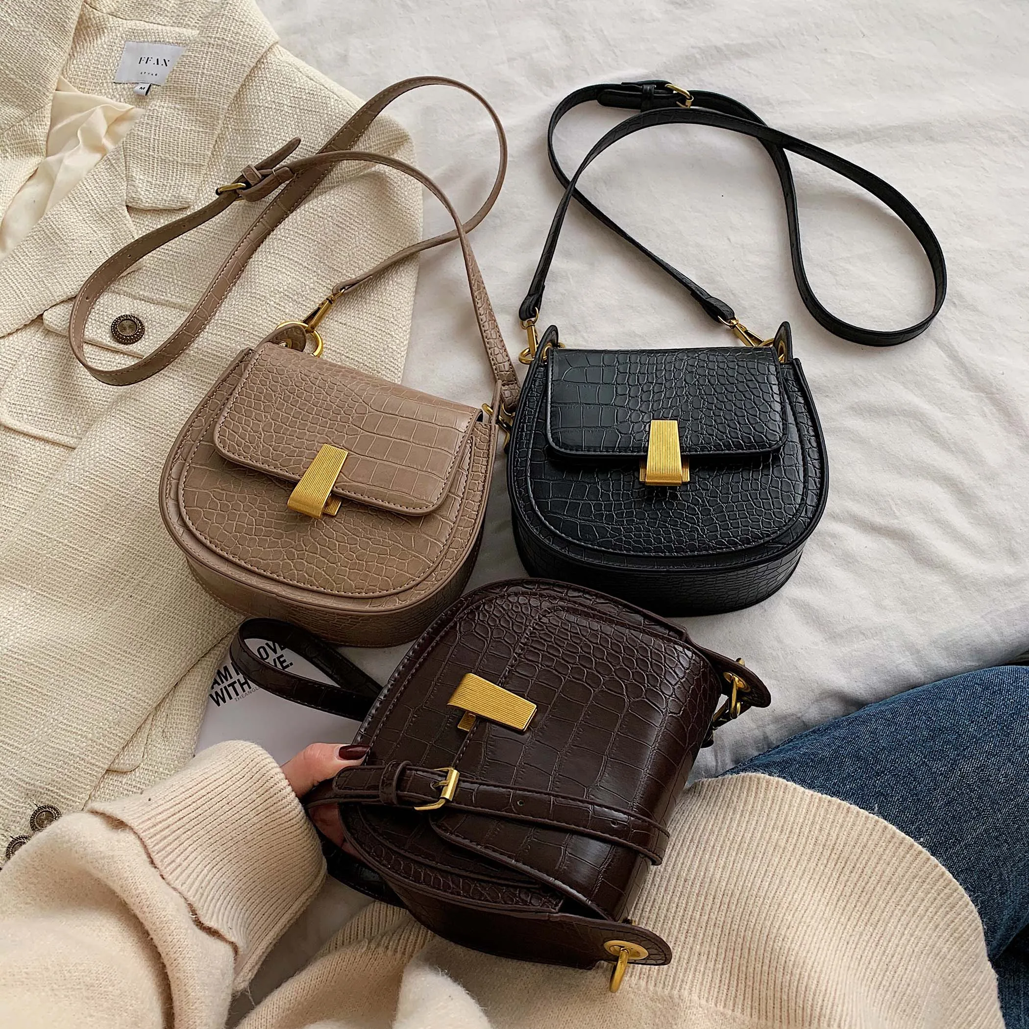 Сумки 2020 из искусственной кожи с каменным узором женские сумки седло для женщин