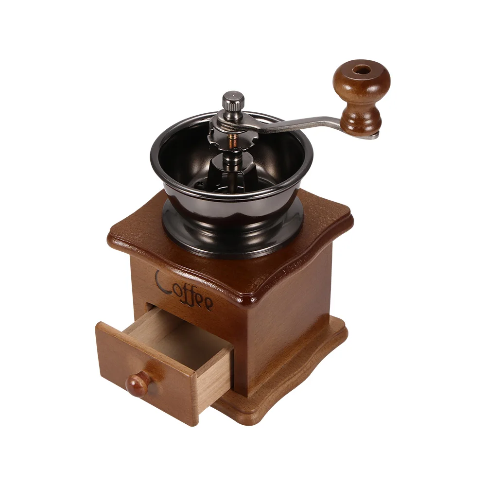 Coffee Bean Grinder Wooden Manual 3 adjustable modes Hand Metal Retro Spice Burr Mill for Cafe Home | Дом и сад