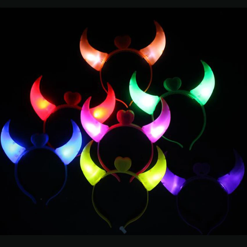 1PCS LED Funny Devil Horn Light Up Headband Hair Hoops Flashing Children Adults Halloween &amp Christmas Party Decor Tool - купить по