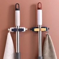 124 pcs non marking wall mounted mop organizer holder household bathroom broom and mop clip non slip waterproof hook home tool