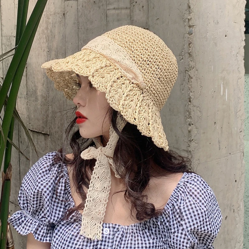 

simple Foldable Wide Brim Floppy Girls Straw Hat Sun Hat Beach Women Summer Hat UV Protect Travel Cap Lady Cap Female