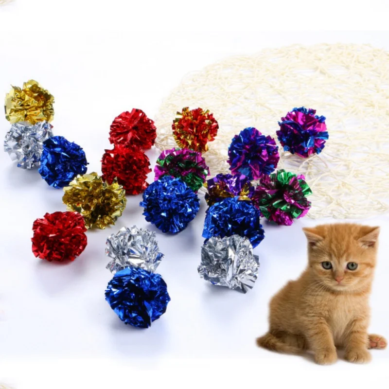 

12pcs Pet Cat Toy Color Crinkle Paper Ball Cat Sound Toys Cat Interactive Products Plastic Pet Supplies Creative Toys