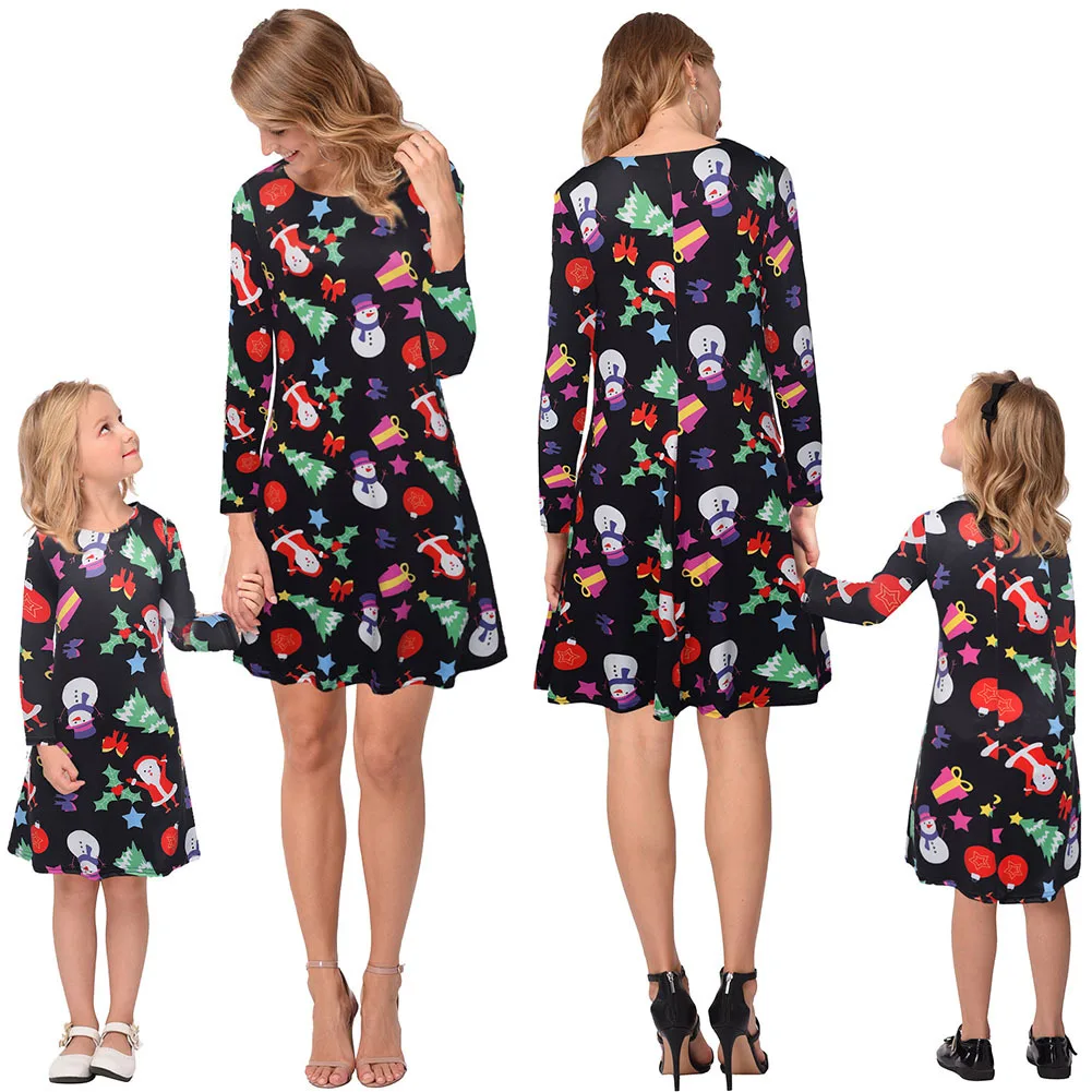 TMWEVN/повседневное рождественское платье с круглым вырезом и принтом для