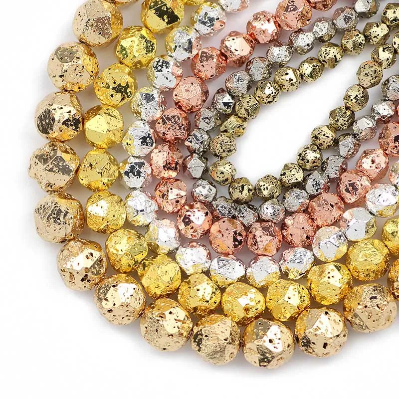 Граненые круглые золотистые бусины 6/8/10/12 мм бронзовые черные натуральные