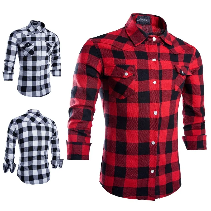 

Plaid Shirt 2020 New Autumn Winter Flannel Red Checkered Shirt Men Shirts Long Sleeve Chemise Homme Cotton Male Check Shirts