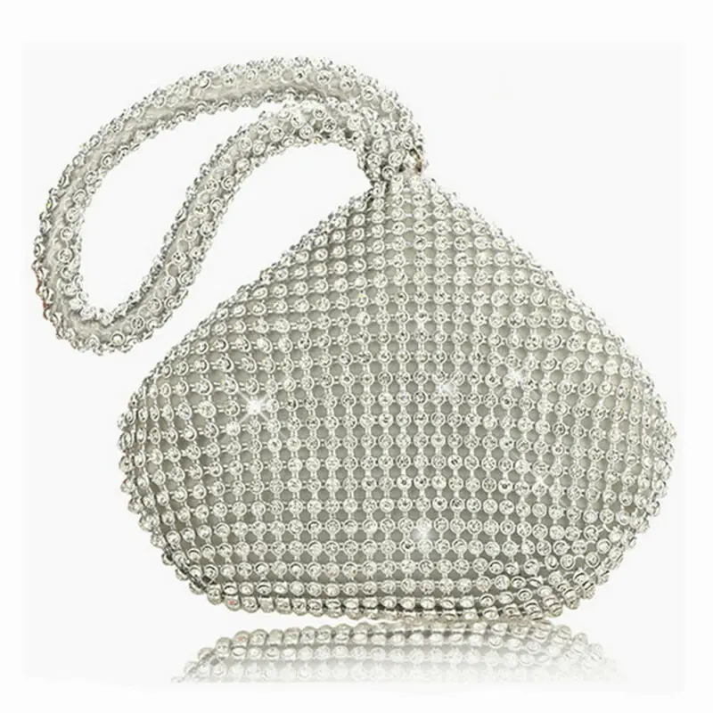 Женские сумки серебристого цвета Дамский клатч с кристаллами и стразами