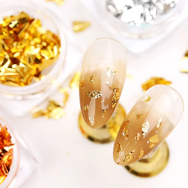 1 Box Gold Silver Flakes Nail Glitter Aluminum Colorful Bronze Sequins Sticker Metal Foil Transfer Paper Art | Красота и здоровье
