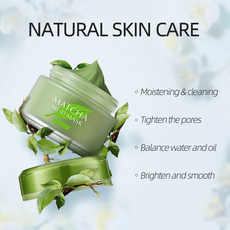 

LAIKOU Matcha Mud Facial Mask Acne Treatment Mud Mask Anti-acne Deep Cleaning Oil Control Whitening Solid Mask Skin Care Cream