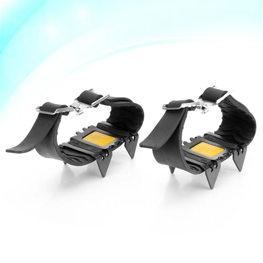 

Pair of Four Teeth Snow Ice Climbing Anti Crampons Cleats Spikes Grips Antiskid Shoes Covers for Outdoor Climbing Hiking